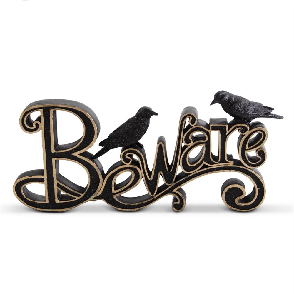 Beware Sign with Crows